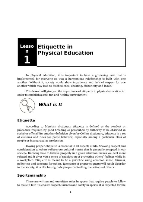 proper etiquette in physical education|PE1 q1 mod6 Proper Etiquetteand.